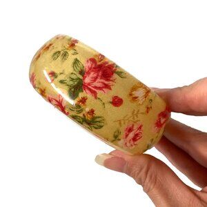 Floral and Fabric Thick Bangle jewelry fairycore multi color yellow bracelet